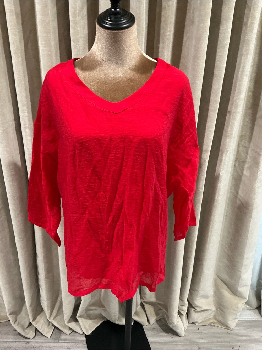 STYLEWE Bright Red V-Neck Relaxed Tunic